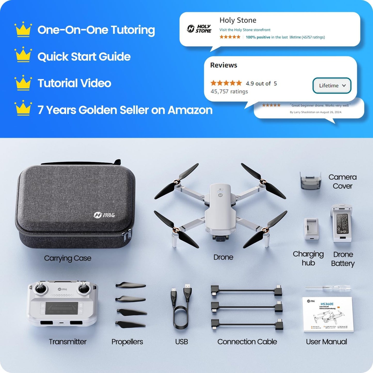 RC Quadcopter Drone with Camera 4K, Lightweight Foldable, 20000Ft Range