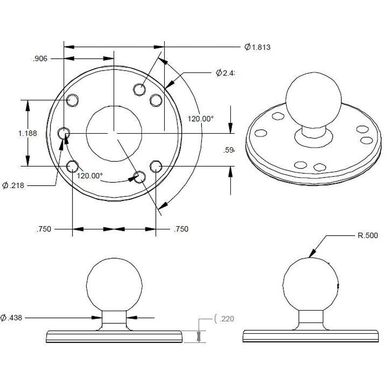 RAM Adapter Round Base
